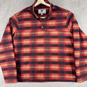 John Wayne Sweater Mens XXL Red Plaid Fleece Southwest Aztec Outdoor Workwear‎